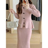 Autumn and Winter New Korean Style Fashionable Slimming Look Knitted Dress Suit Feminine Sweater Hip Skirt Two-Piece Set
