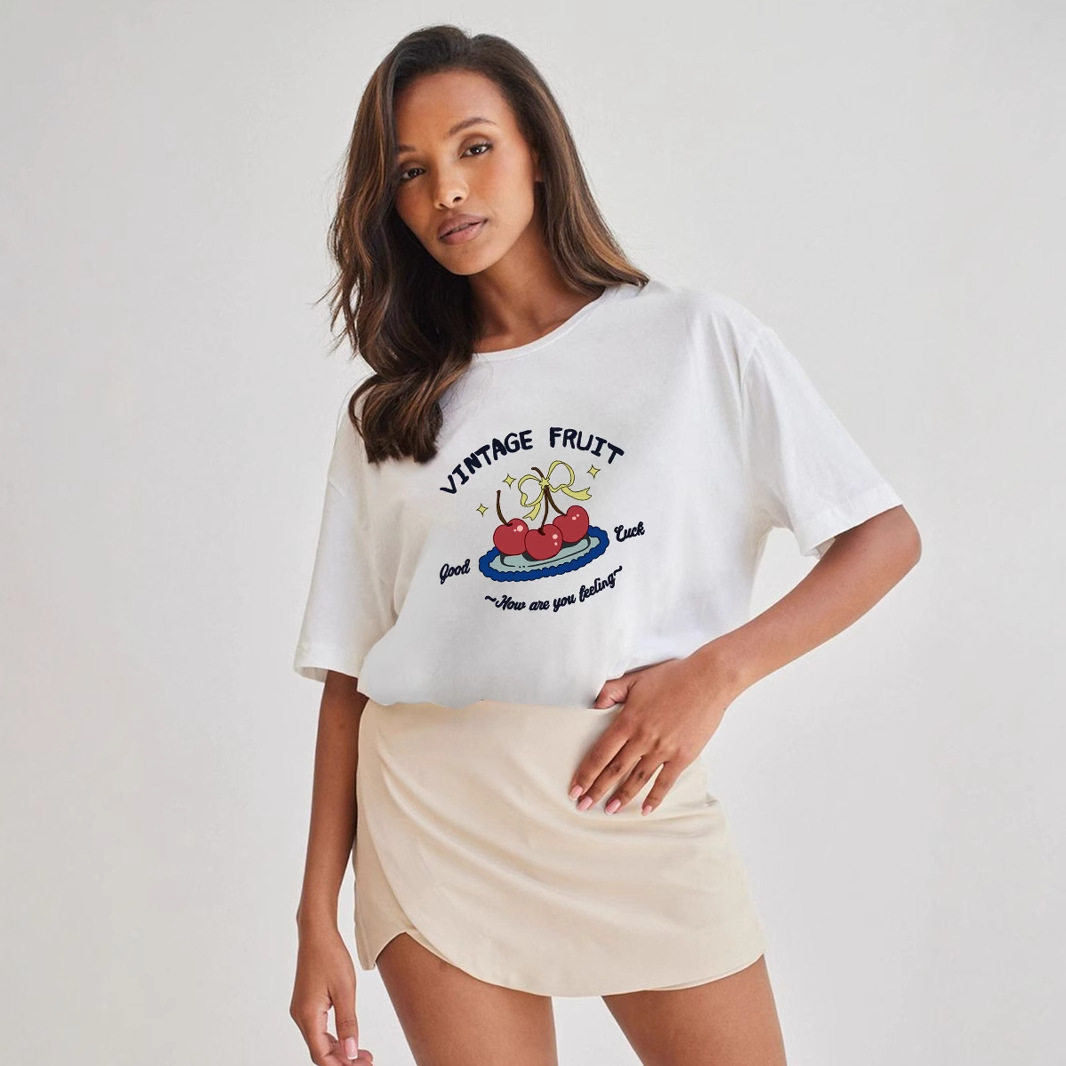 Womens Summer Graphic T Shirt Loose Fit Round Neck Short Sleeve 100 Cotton Casual Everyday Wear Wholesale
