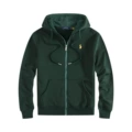 Iron zipper, dark green with gold label