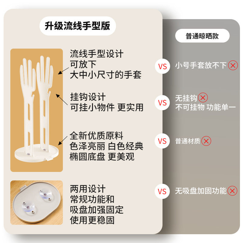 Gloves Drying Rack Drying Rack Hand-shaped Storage Rack with Hook Kitchen Rack with Drying Suction Cup Storage Rack