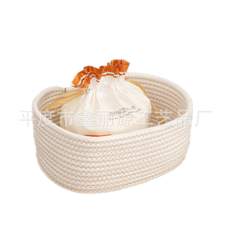 Factory New Woven Cotton Rope Storage Basket Three-piece Set Large Capacity Sundry Toy Cosmetic Key Fit Basket