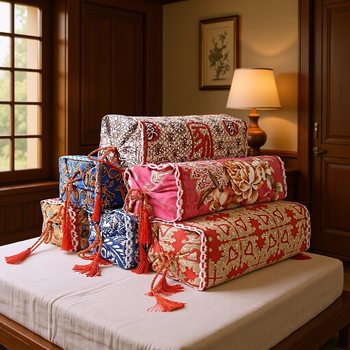 Palace-Style Pillowcase Cotton Pillow Cover Rectangular Pillow Insert Cover Old Coarse Cloth Neck and Cervical Protection Skin-Friendly Ethnic Style