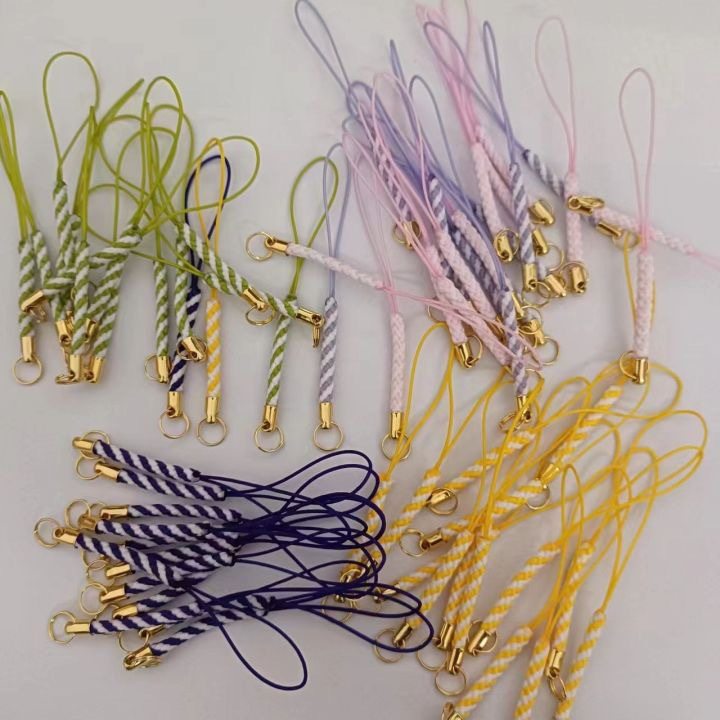 Color mobile phone lanyard lobster clasp golden rope corn braided rope short U disk doll creative gift accessories