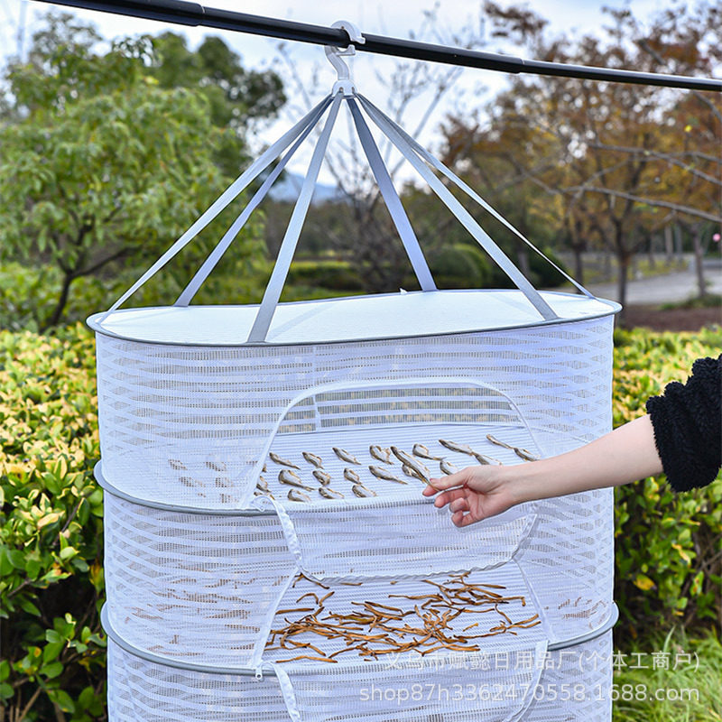 Multi-Functional Fish Drying Net, Multi-Layer Rectangular Portable Foldable Drying Net, Outdoor Insect-Proof Drying Basket for Drying Goods