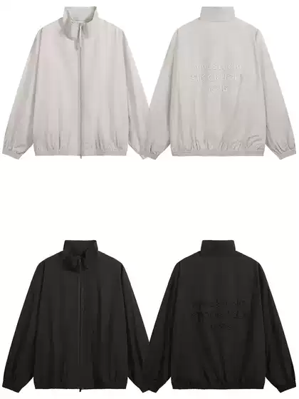 Autumn and Winter Ac Letter Embroidery 1996 Stand Collar Zipper Windbreaker Jacket Unisex Loose Couple Casual Coat Trendy