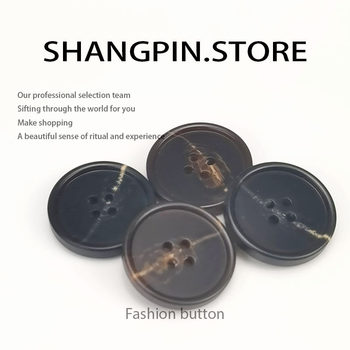 Resin Four-Eye Buttons with Thin Edges for Coats, Stick Flowers, Coffee Black Suits, Sweaters, Cardigans, Jackets, and Pants Pockets