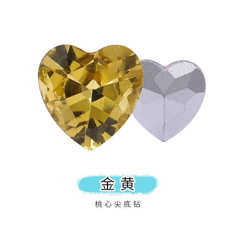 网红爆款尖底桃心钻水晶玻璃钻手机贴钻服装发带配件饰品钻爱心钻