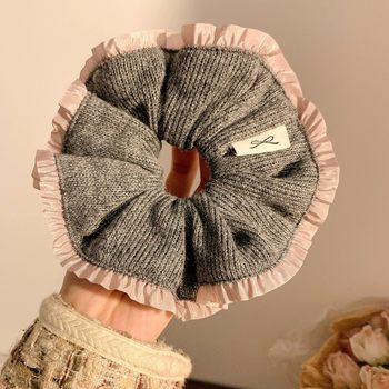Gray Wool Lace Knitted Hair Tie, Feminine Hair Tie, Ball Hair Rope, Low Ponytail Hair Rope Hair Accessory
