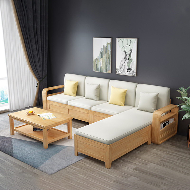 北欧实木沙发组合客厅现代简约布艺储物沙发新中式冬夏两用小户型