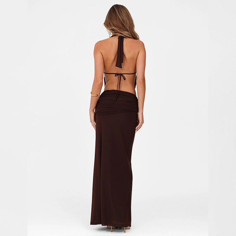 Halter Neck Cutout Top and High Waist Bodycon Skirt Set Sexy Design Spring Collection Womens Fashion Wholesale