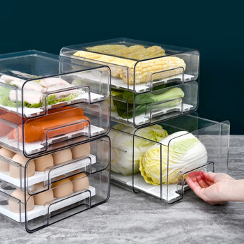 Transparent refrigerator drawer type storage box kitchen refrigerated storage box fruit and vegetable finishing box egg fresh-keeping box