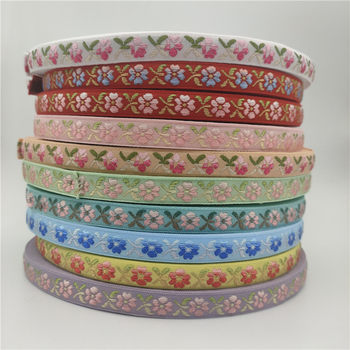 New spot color 1.2cm flowers gradient jacquard ribbon ethnic style lace ribbon accessories
