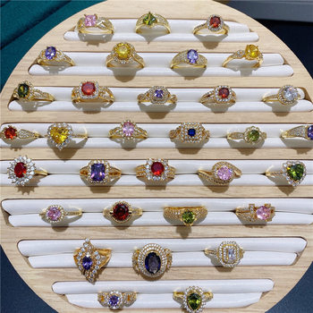 New fashion all-match color zircon ring gold-plated color-preserving light luxury color treasure gold micro-inlaid ring wholesale