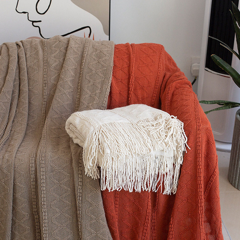 Scandinavian Retro Knitted Bedside Blanket Decorative Towel Sofa Cover Blanket Office Blanket Air Conditioning Blanket Nap Blanket Thread Blanket