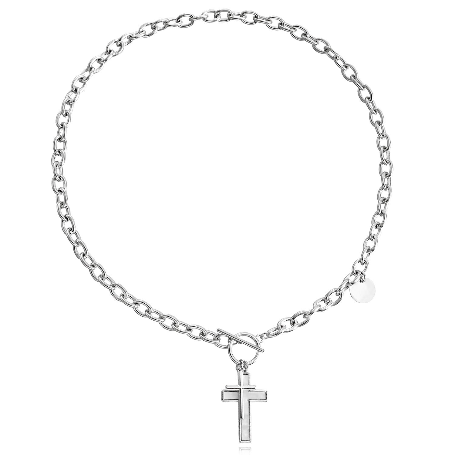 欧美跨境饰品 朋克锁骨链小众设计贝母项链女 潮流合金毛衣链项饰