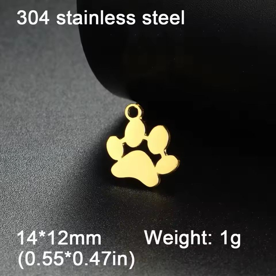 hot sale stainless steel paw charm animal cat dog handmade pendant diy necklace bracelet jewelry manufacture wholesale