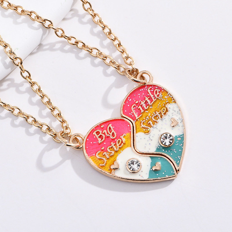 欧美饰品 BEST FRIENDS心型方块吊坠 闺蜜吊坠心形项链