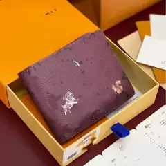【Original Top Grade】26-Year-Old F Lv Wallet for Men and Women, Leather Wallet, Men's Card Holder, Genuine Leather Short Wallet, Clutch Bag