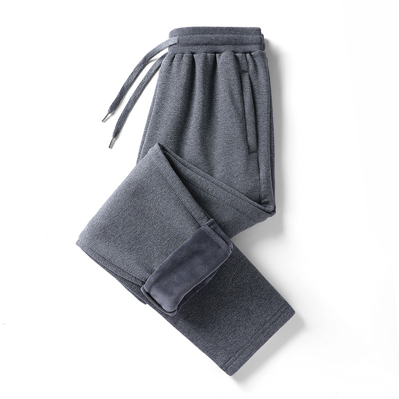 男士纯棉加绒休闲裤男款秋冬季加厚运动裤宽松卫裤束脚裤长裤子男