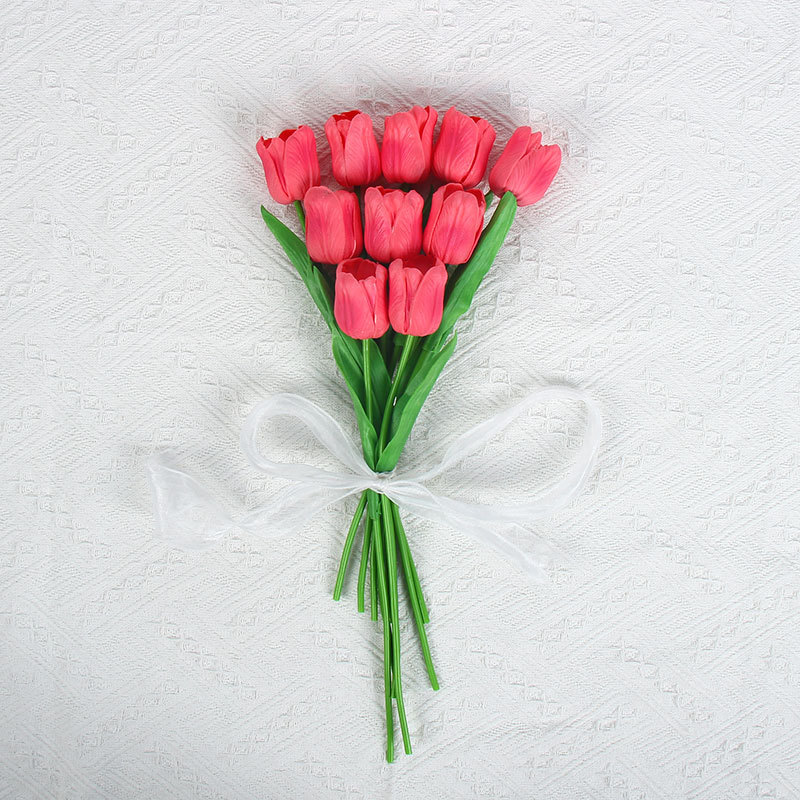 佰顺郁金香仿真花婚礼假花花束拍摄道具家居客厅装饰PU仿真花批发