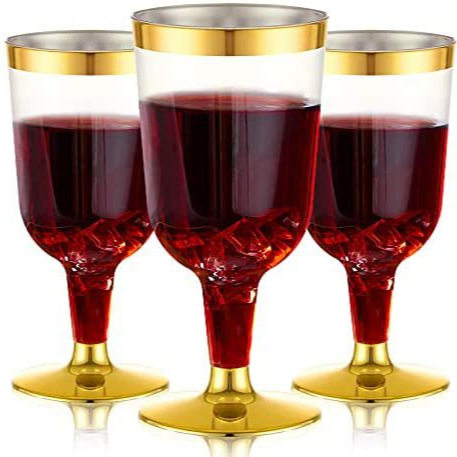 150ML disposable champagne glass plastic goblet gilding edge plated red wine glass ice cream cup try drink rose gold