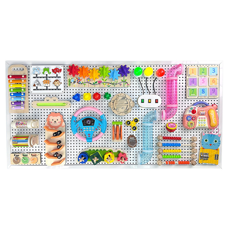 Baby and Children's Fence Busy Board DIY Accessories Early Education Educational Toys for Learning Words and Numbers Hole Board Montessori Crafts