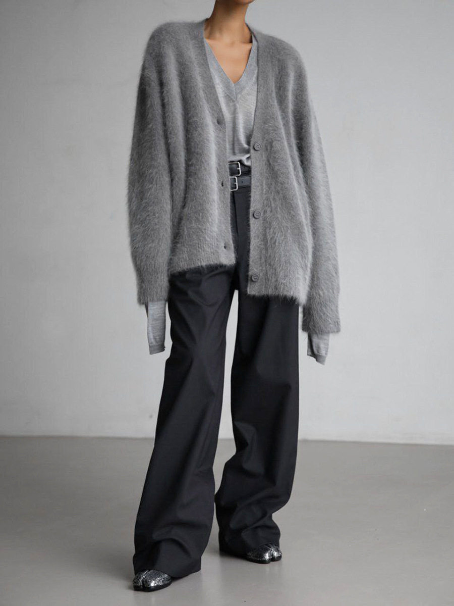Womens Soft Knit Cardigan Faux Mink Loose Fit Long Sleeve Casual Spring and Autumn Wear Wholesale Available