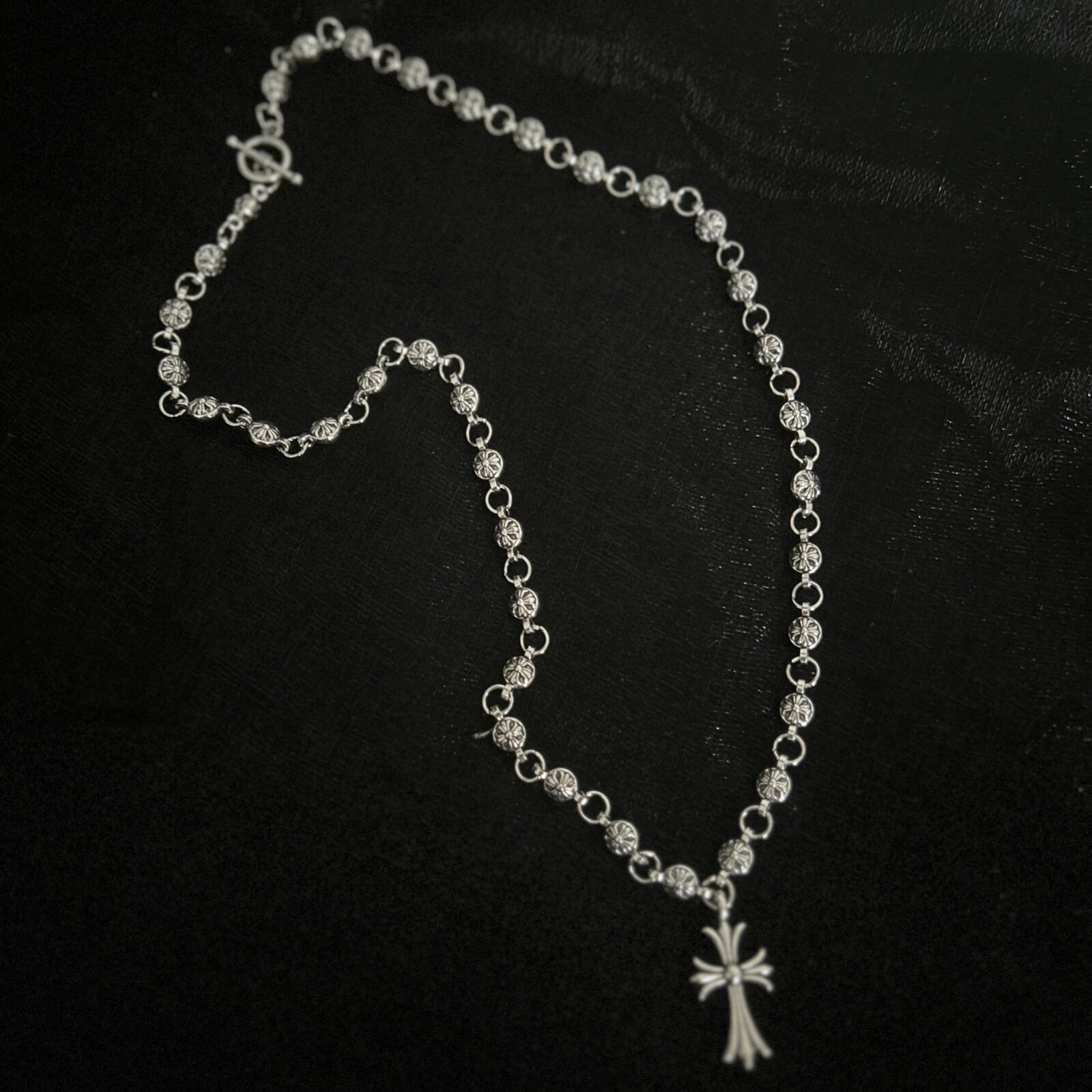 European and American Retro Cross Necklace for Men, Street Hip-Hop Trendy Brand Cross Pendant Necklace, Handmade Chain, Couple Accessories