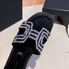 in stock and fast delivery New Rhinestone Flat Slippers Women's Summer Outfit Lazy Casual Thick Heel Cyber Celebrator Shoes