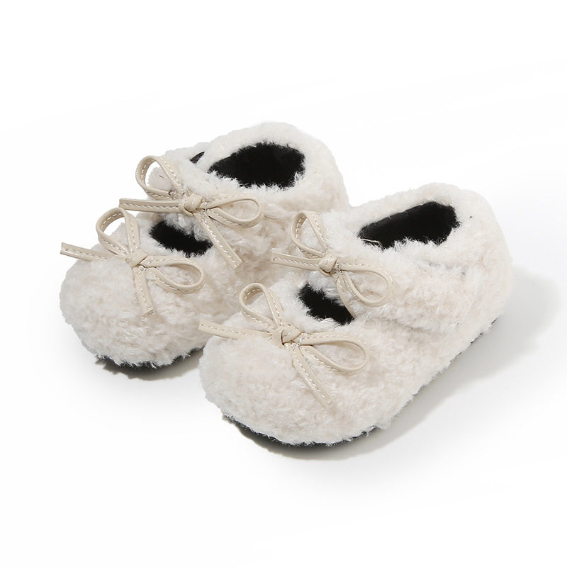 Mai Bu Baby Children's Fluffy Shoes fleece-lined Baby Bear Toddler Shoes Warm Plush Pea Shoes Flat Women's Shoes Winter