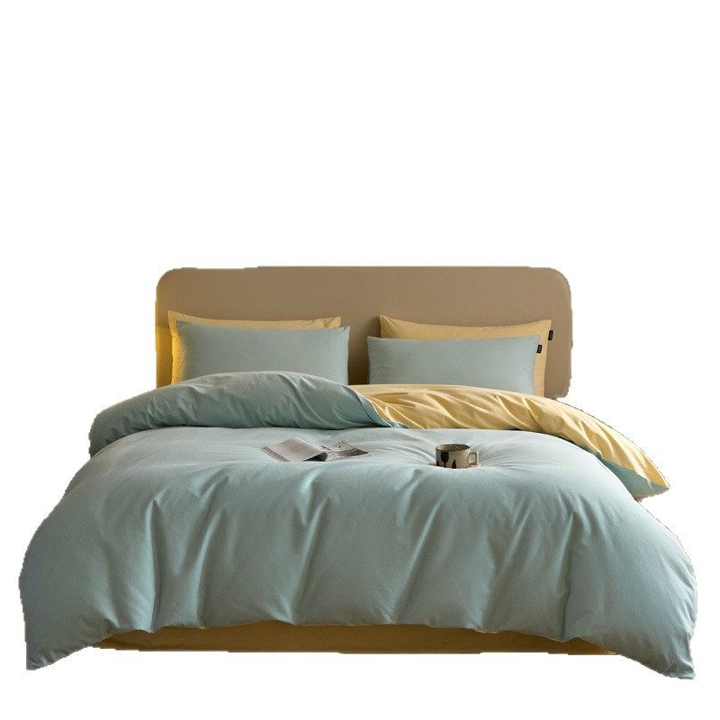 100% Cotton Brushed Bedding Four-Piece Set, 100% Pure Cotton Class a Thickened and Warm 60-Count Long-Staple Cotton Duvet Cover Three-Piece Set