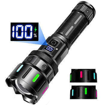 Cross-border laser flashlight strong light power display LED long-range telescopic zoom charging handheld USB charging strong light