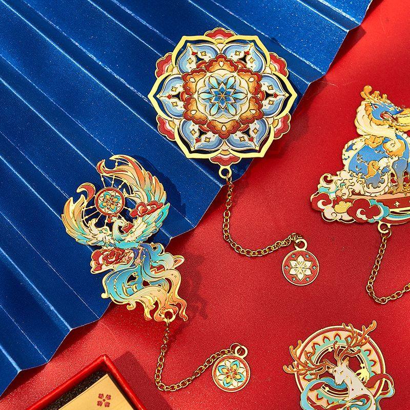 Source factory set Dunhuang bookmark classical Chinese style metal high-grade exquisite gift box Wen Chuang antique stationery