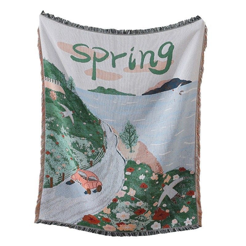 Custom Jacquard Decorative Tapestry Cotton Thread Blanket Sofa Towel Office Nap Cover Blanket High-end Gift Blanket Tapestry Factory