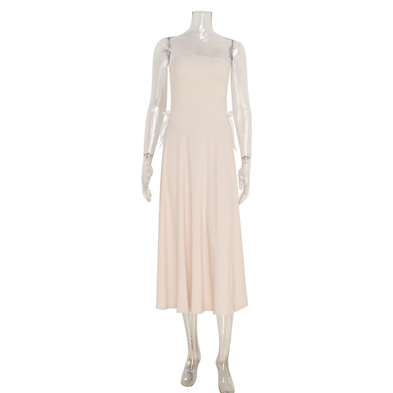 Elegant A Line Dress Strapless Backless Waist Cinching Solid Color Perfect for Formal Events Wholesale Available