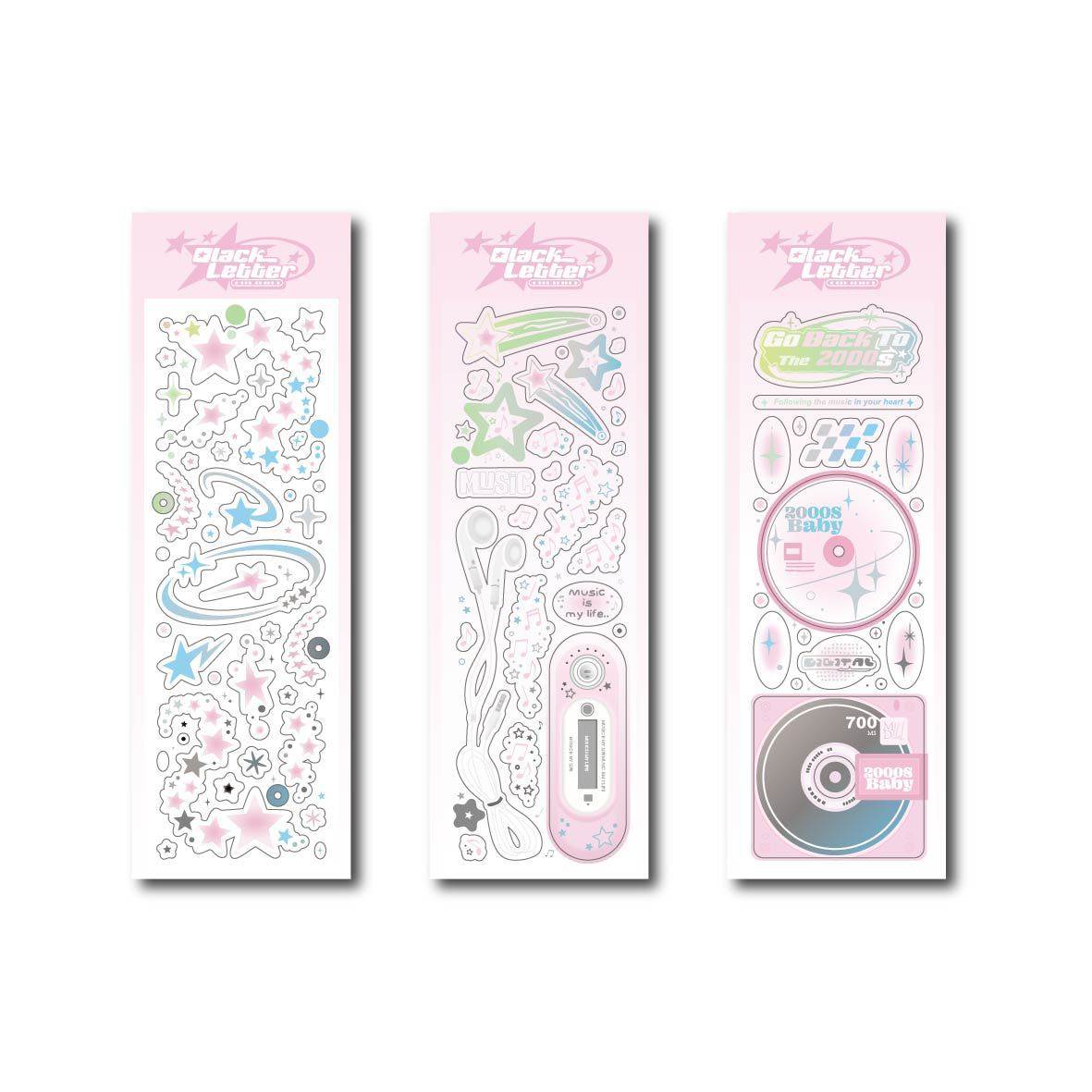 Millennium y2g shiny hot silver stickers retro nostalgic CD MP3 hand account DIY goo card decorative materials