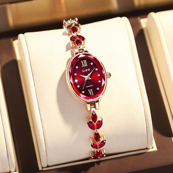 Swiss Counter Quality Fully Automatic Maple Leaf Ruby ​​Girls Watch Small Dial Bracelet Elegant Temperament Watch