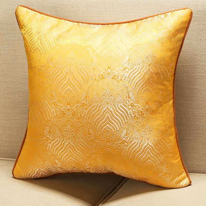 New Chinese Geometric Pillowcase Beige Hotel Model Room Blue Living Room Cushion Amazon Wholesale Jacquard