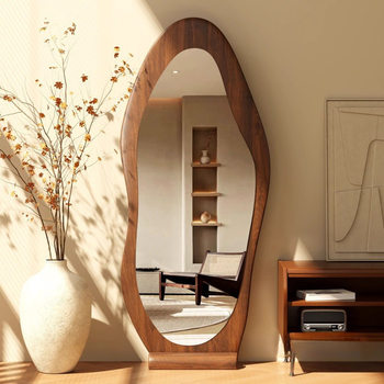Full-Length Mirror, Floor-Standing Special-Shaped Mirror, Irregular Dressing Mirror, Bedroom Home Fitting Mirror, Entrance Hall Solid Wood High Appearance