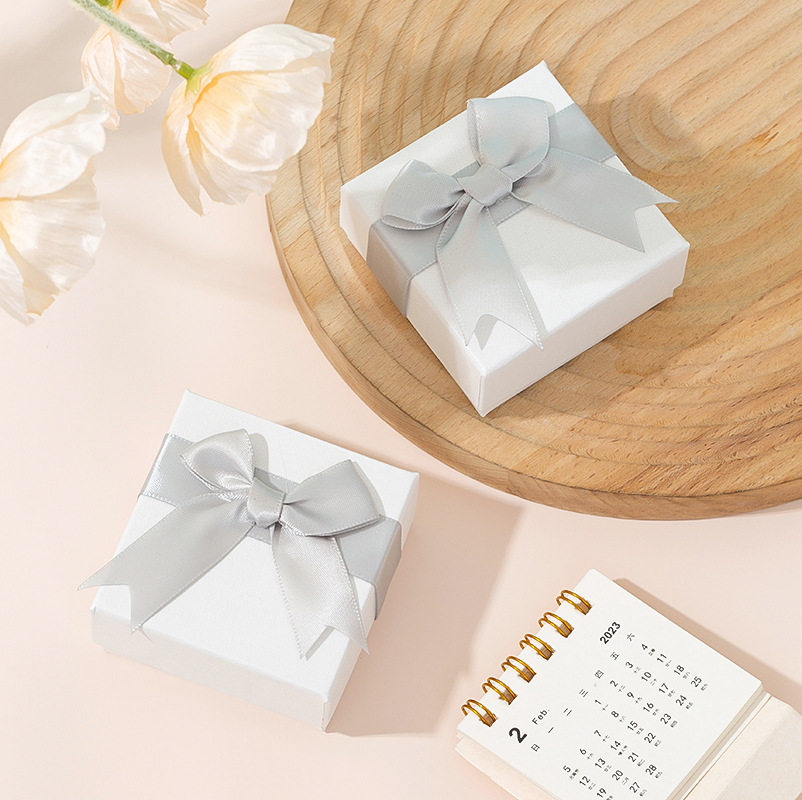 in stock wholesale bow jewelry packaging box ring necklace pendant earrings couple pair ring box jewelry box