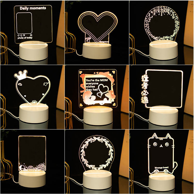 Manufacturer Wholesale Blank Message Board 3D Night Light Acrylic Erasable Handwritten Memo Luminous Drawing Board