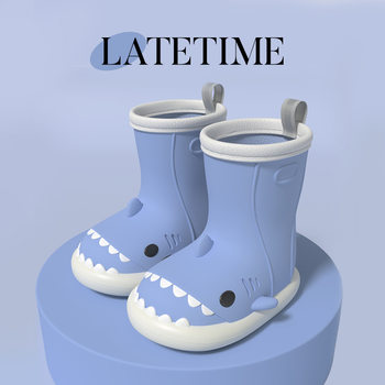 Shark children's rain boots Women's boys' rain boots baby water shoes soft bottom non-slip boys' and girls' waterproof rubber shoes