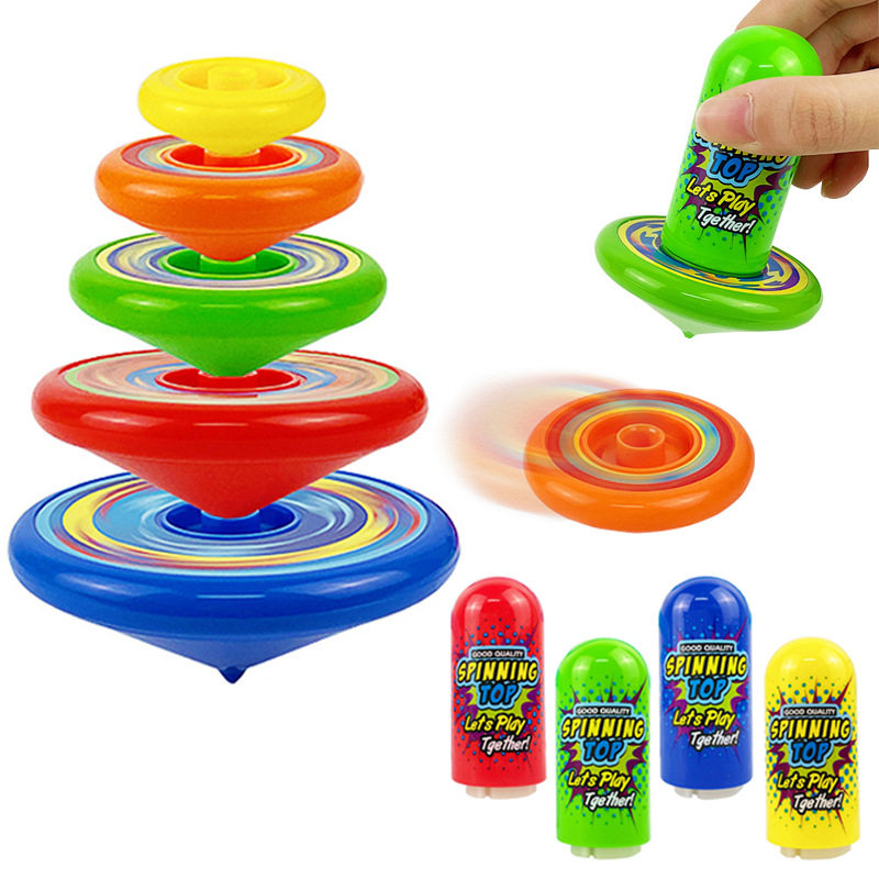 [Premium Selection]Stacking Spinning Top Toy Colorful Rotating Five-Layer Stacking Toy Spinning Top Battle Interactive Toy