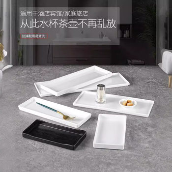 Rectangular Tea Cup Tray Melamine Hotel Guest Room Water Cup Tray Narrow Long Tray Storage Long Strip Tray Commercial Use
