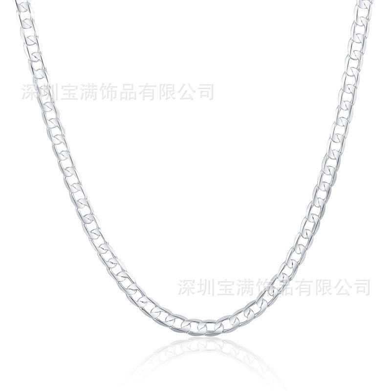 Temu Popular Side One-To-One Chain Silver-Plated Hip-Hop Punk 2-12mm Cuban Chain Jewelry Fashion Silver Jewelry