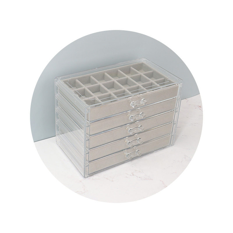 5/6-Layer Drawer-Type Multi-Grids Rock Collection Display Box Crystal Stone Jewelry Display Storage Box