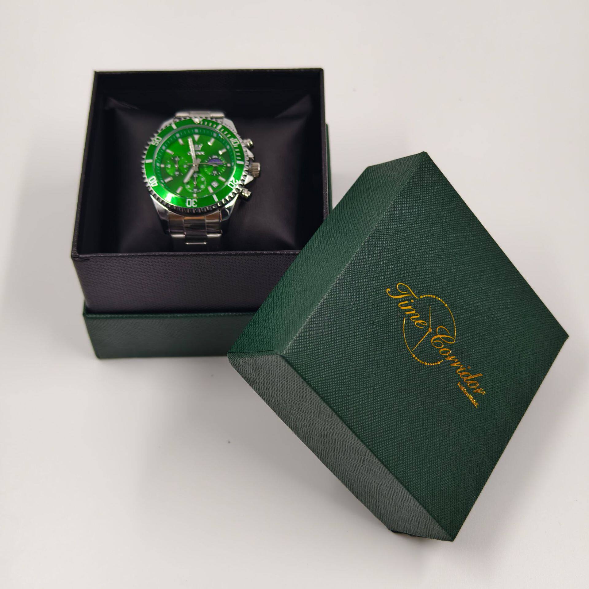 High-End Heaven and Earth Cover Watch Box Green Jewelry Jewelry Packaging Box Companion Gift Box Special Paper Ready-Made Watch Jewelry Box