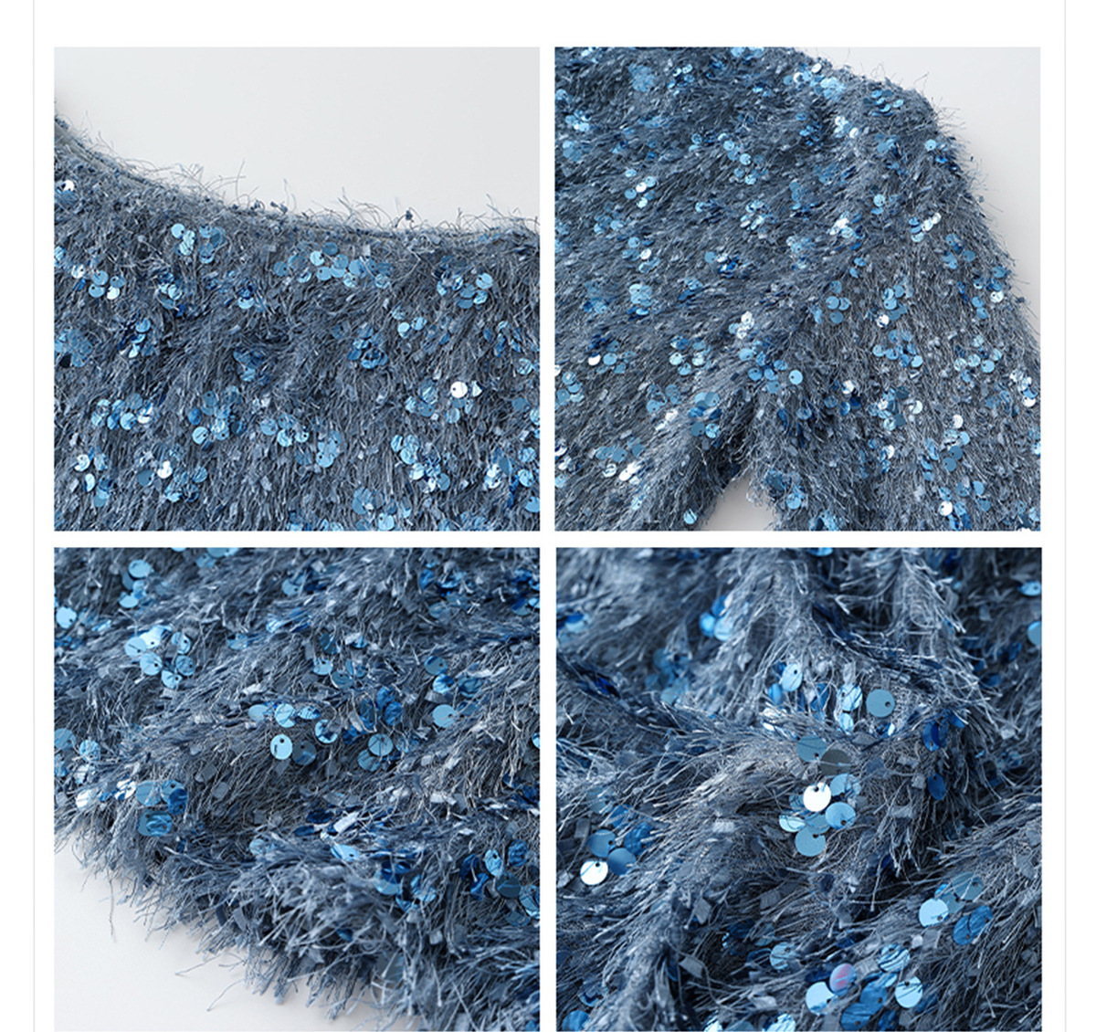 Set áo len dài tay cổ V đính sequin kèm chân váy nhung dài vừa — Váy màu lục lam (giao hàng trong 7 ngày), Váy màu lục lam (phát hành cùng ngày), Áo sequin (giao hàng trong 7 ngày), Áo sequin (giao hàng trong ngày)