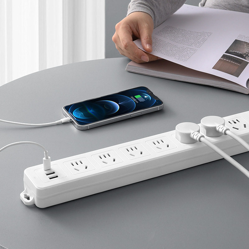 Long Line Straight Socket 10A/16A Jack Multi-Hole Wiring Board with USB Multi-Function Office Home Socket