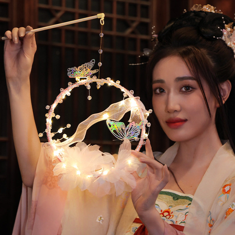 2025 New Mid-Autumn Festival Lanterns Glowing Ancient Style Lanterns Children's Parent-Kids Handmade DIY Night Market Stall Wholesale